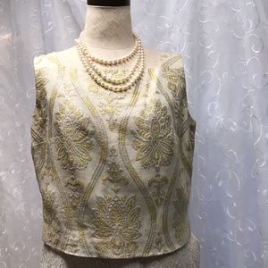 Vintage sleeveless gold brocade top